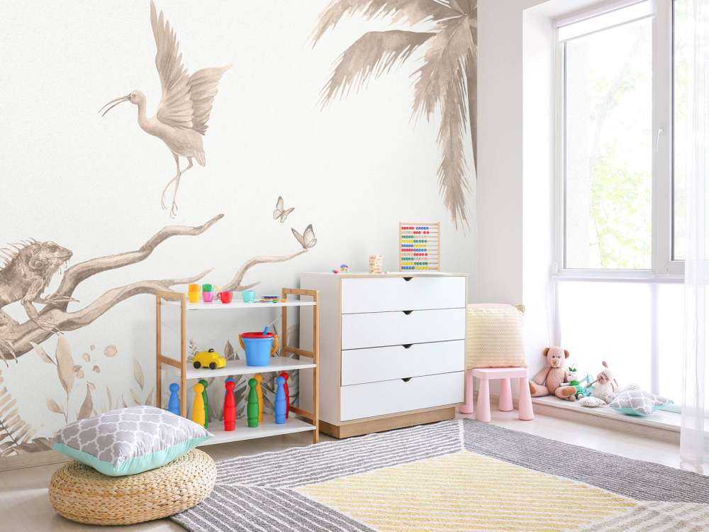 Gren med jungeldyr i taupe