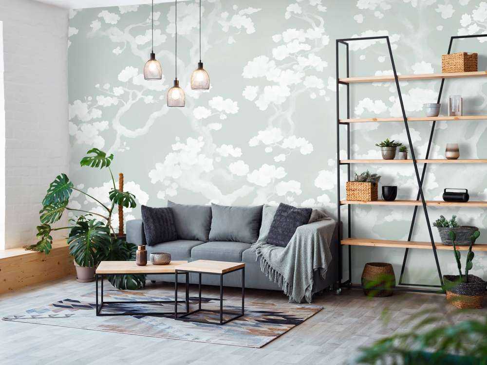 Vidunderlig blomstrende skog - myntegrønn