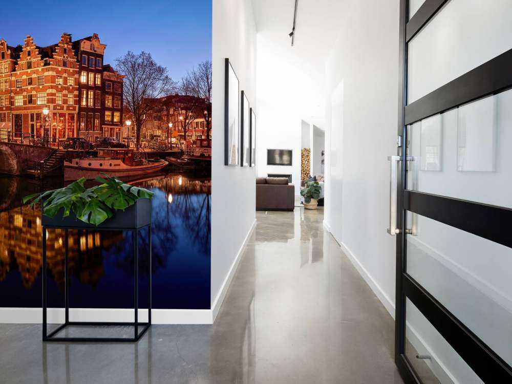 Opplyste hus langs kanalene