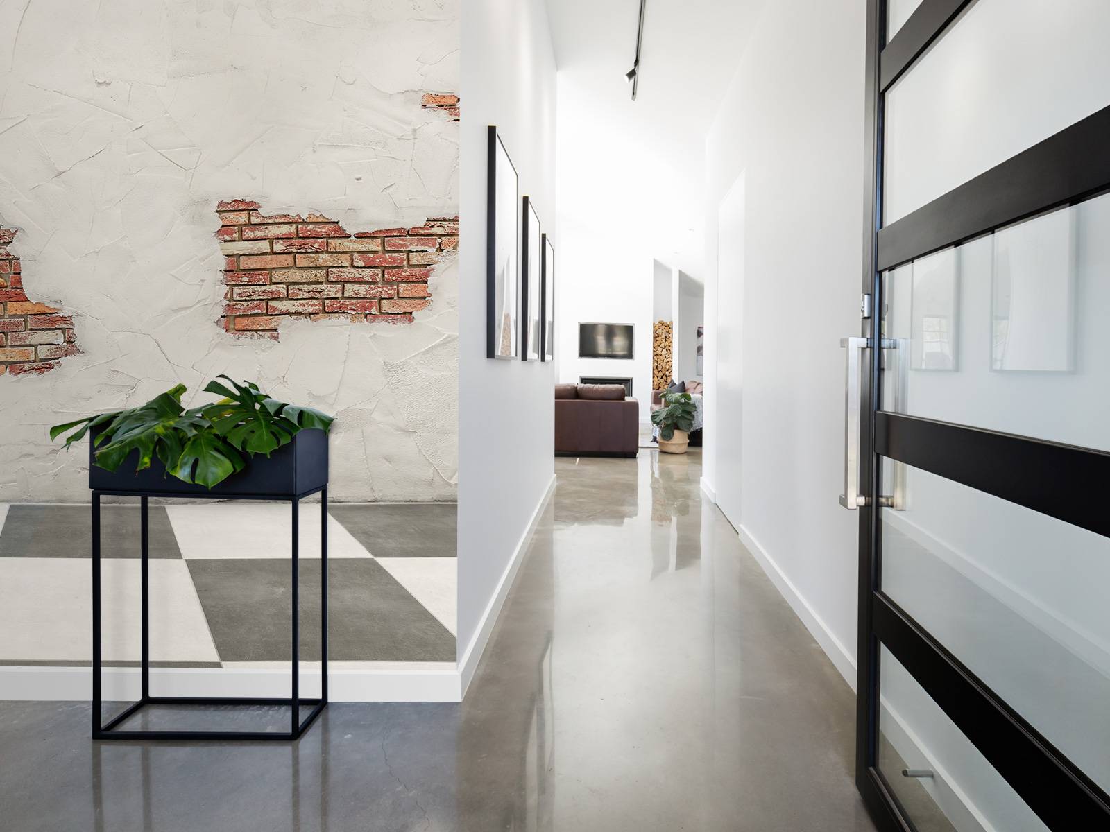 Baksteen muur met stucwerk 