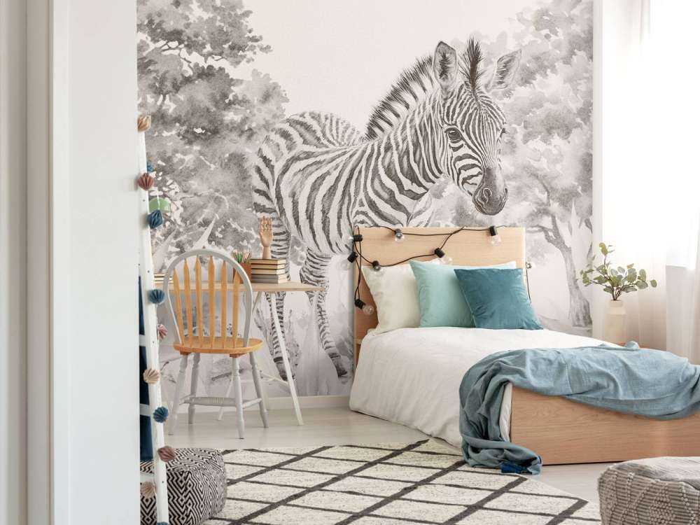 Ung zebra i naturen beige