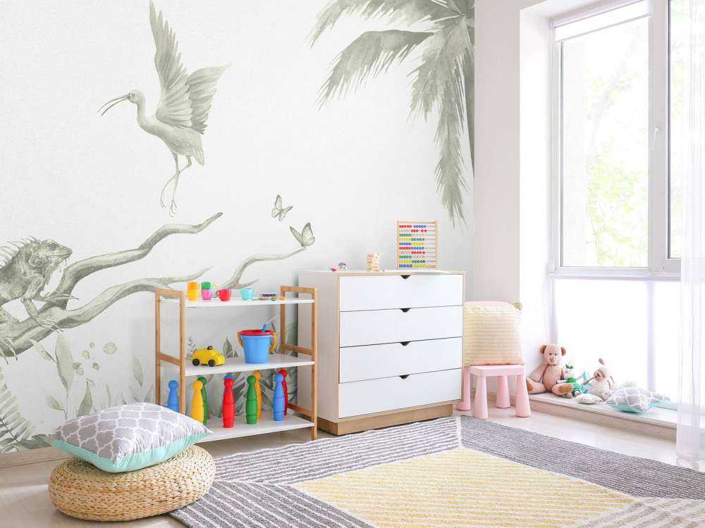 Gren med jungledyr i grønt