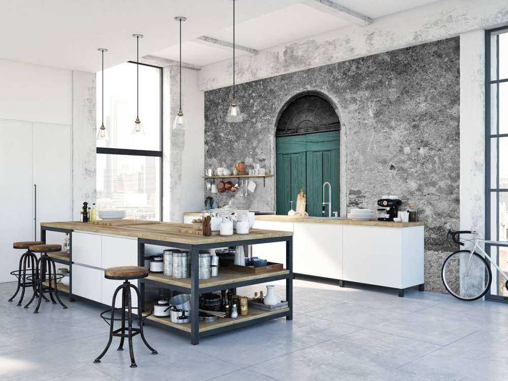 Grøn dør i gammel mur