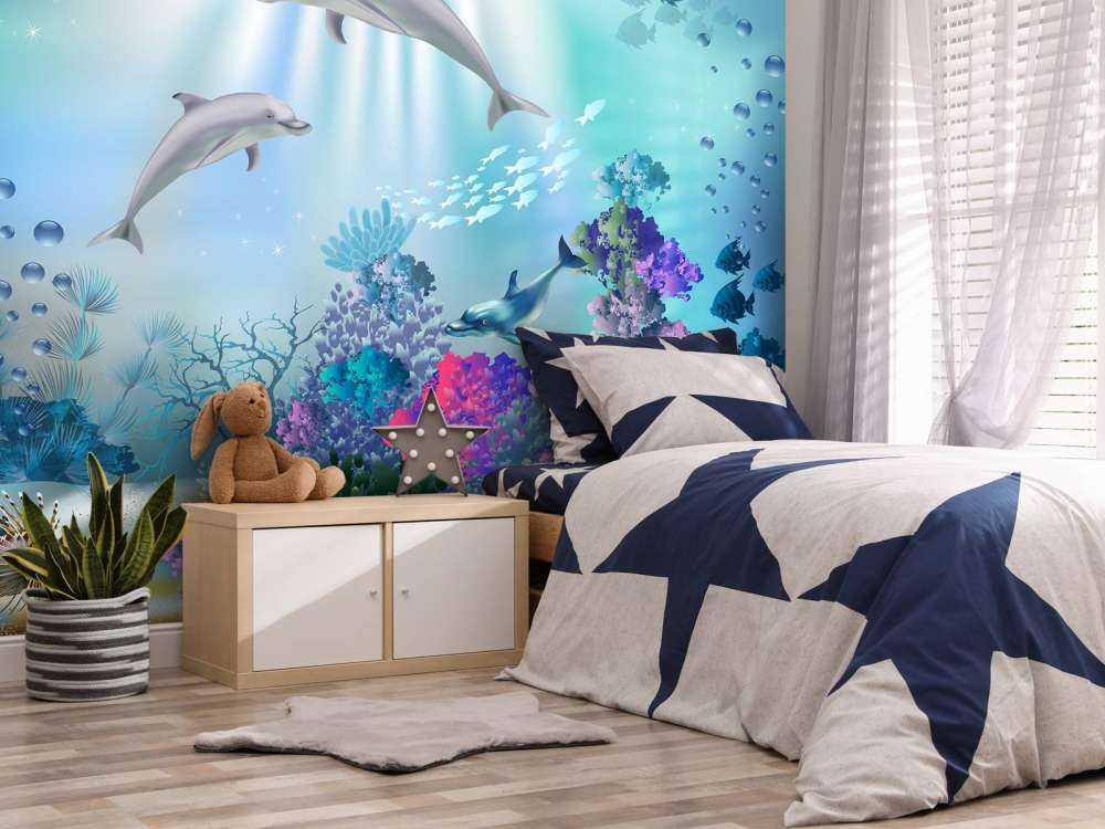 Undervandsverden med delfiner