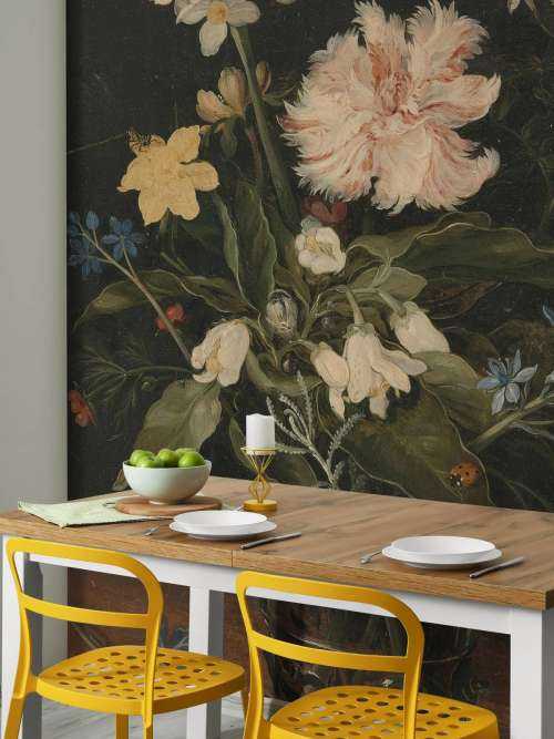 Stadig liv med blomster i et glas