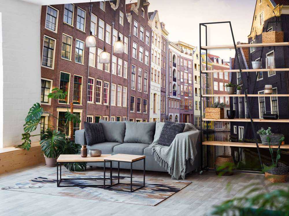 Amsterdam huser på kanalen