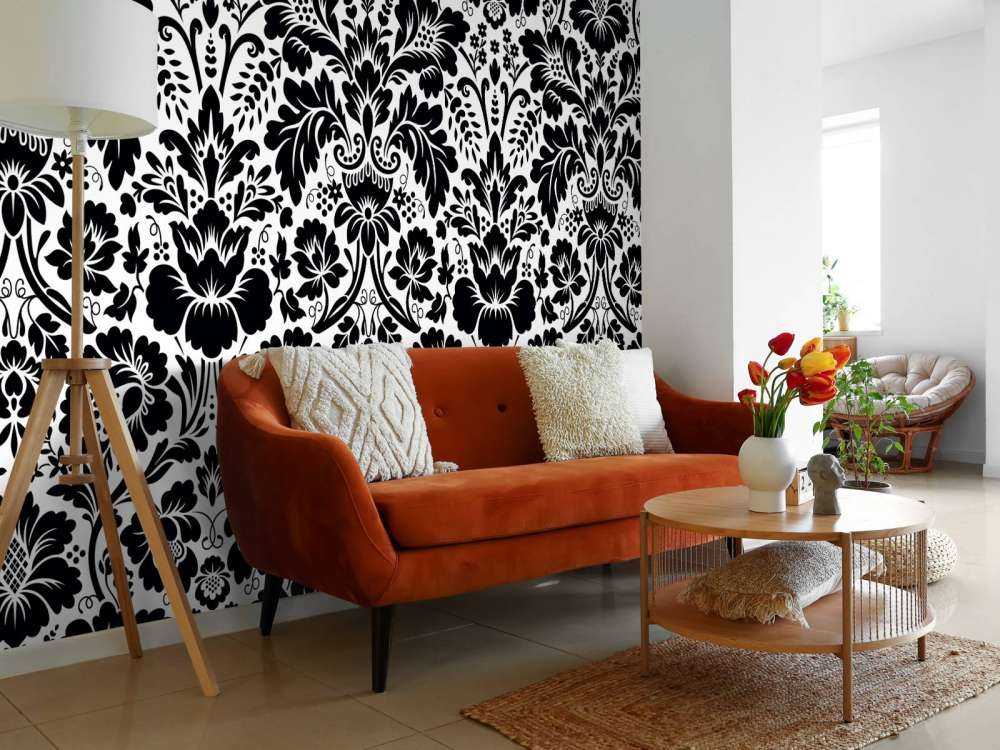 Damask sort og hvid