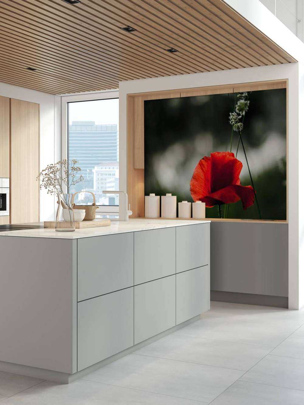 Rød valmue med græs