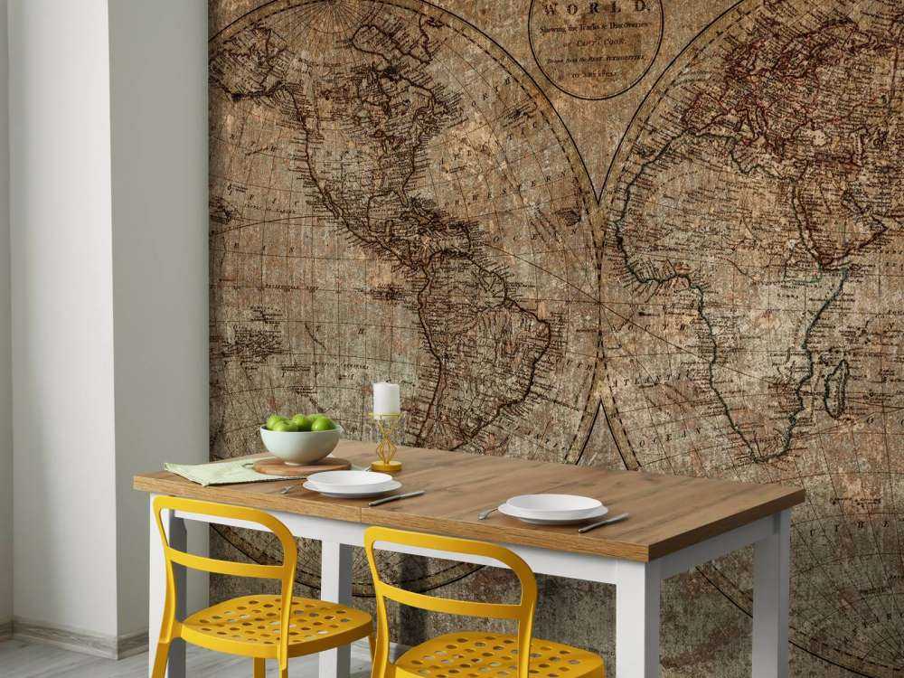 Gammelt verdenskort tegning