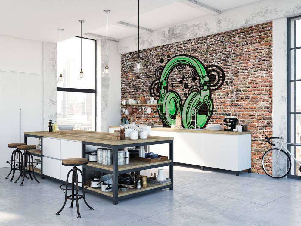 Graffiti på gammel murstensvæg