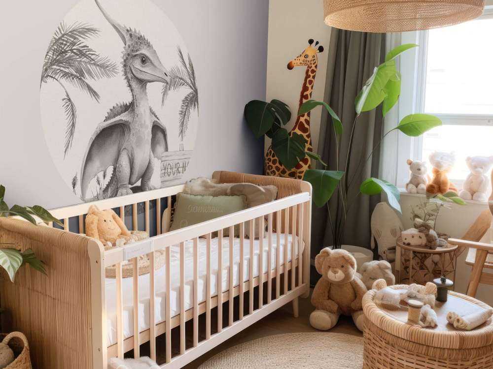 Baby pteranodon i den beige junglen