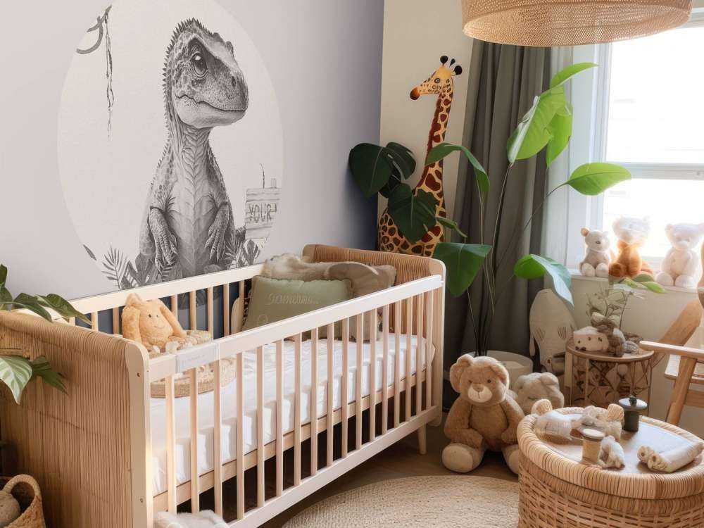 Baby t-rex i den beige junglen