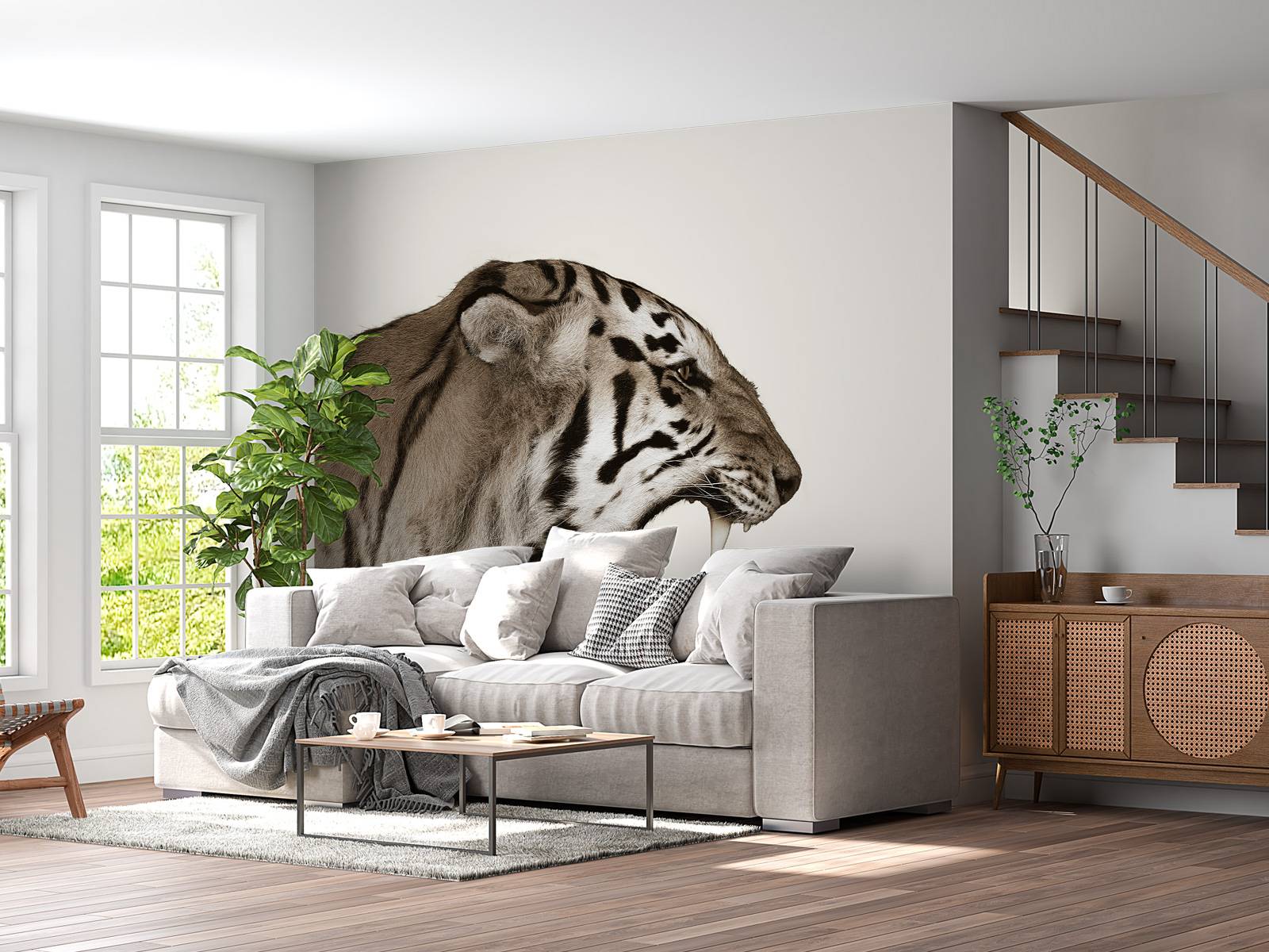 Brølende tiger offwhite