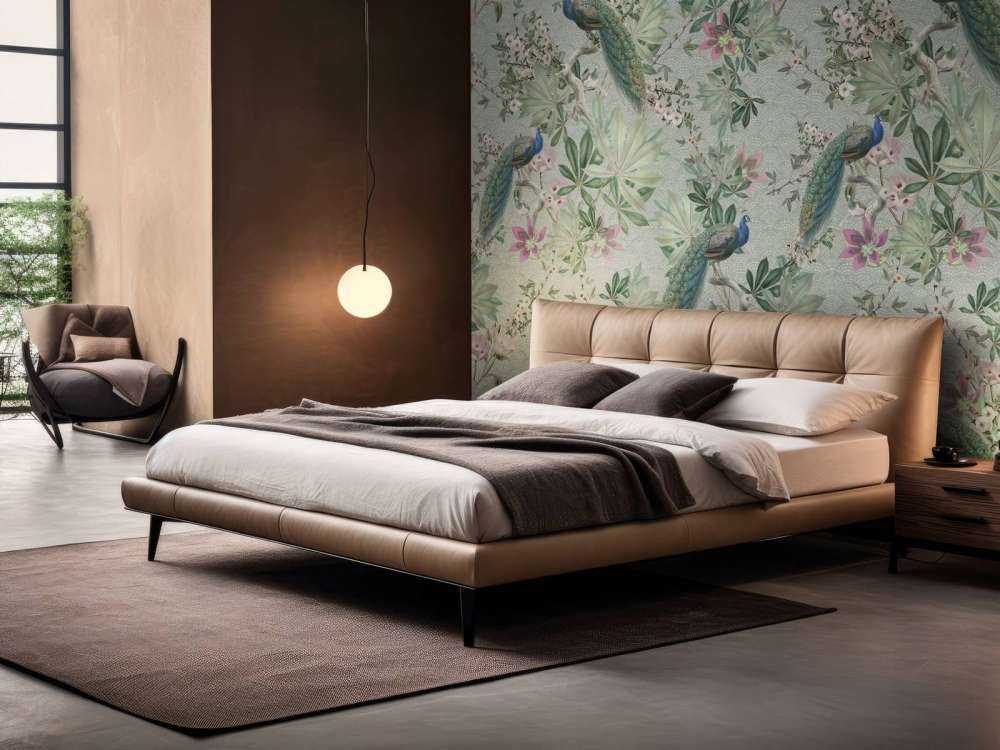 Vintage påfugle i haven - mintgrøn