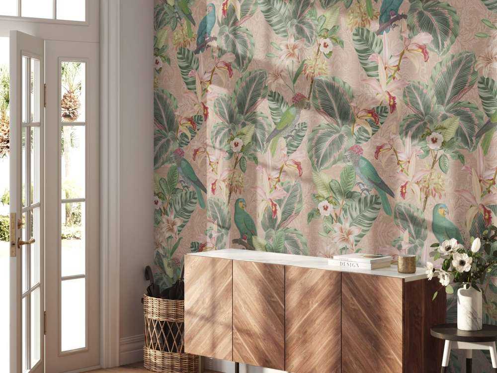 Tropiske junglefugle og papegøjer - terrakotta