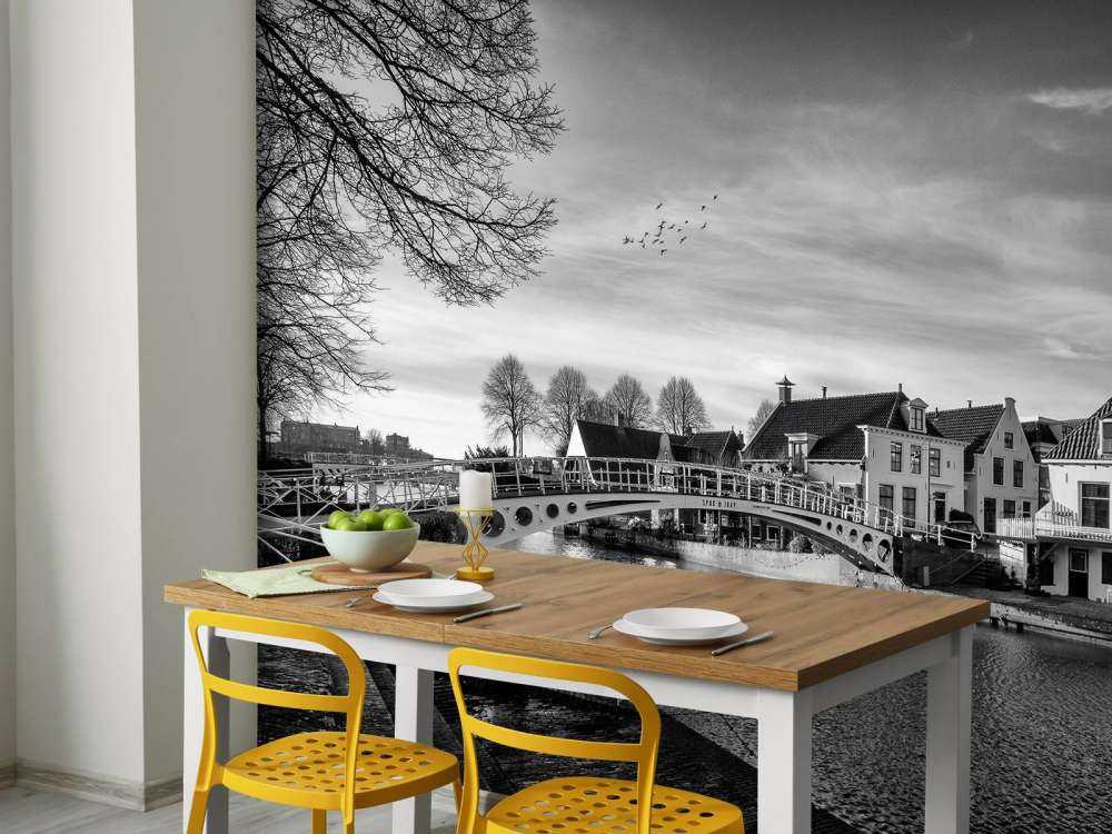 Den befästa staden Dokkum Bro över Klein Diep Friesland 