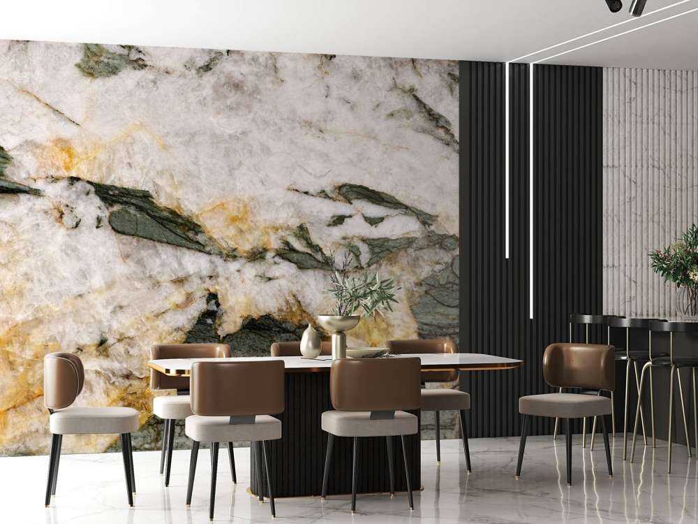 Vit marmor med gröna inslag