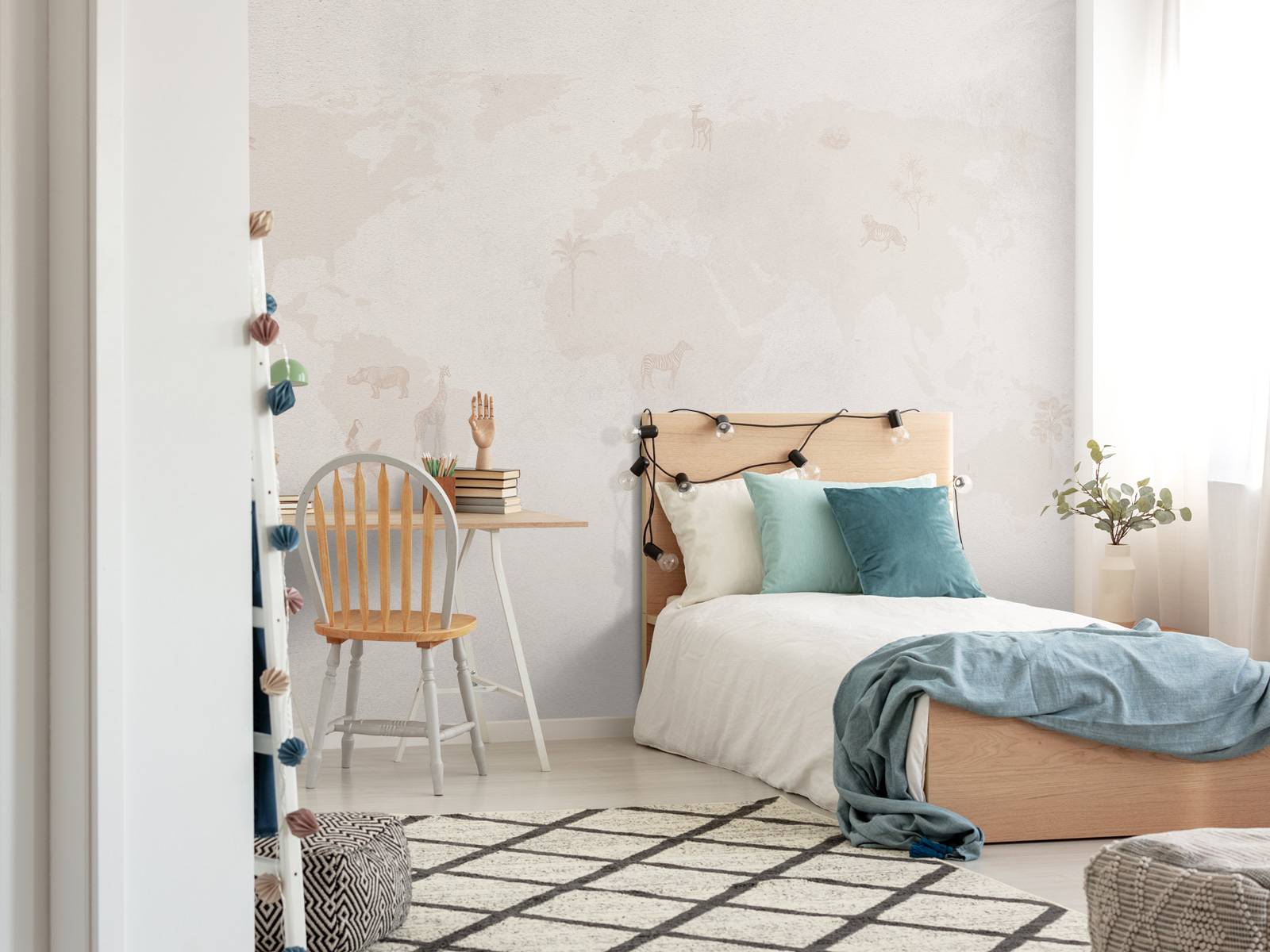 Världskarta skiss taupe