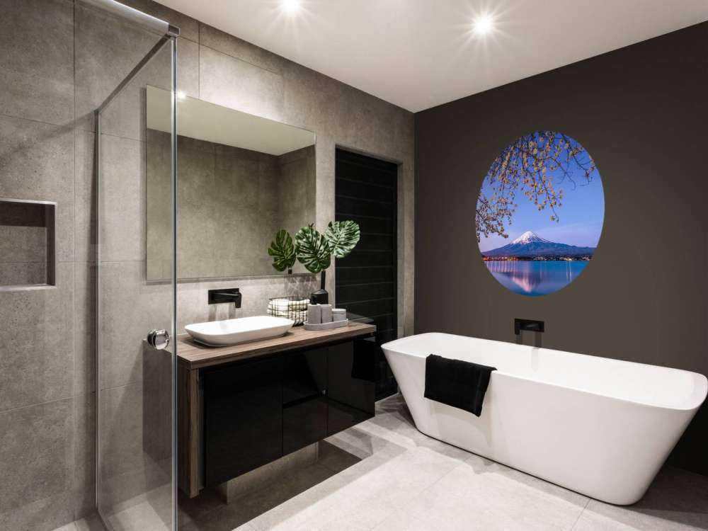 Mount Fuji vid vattenkanten