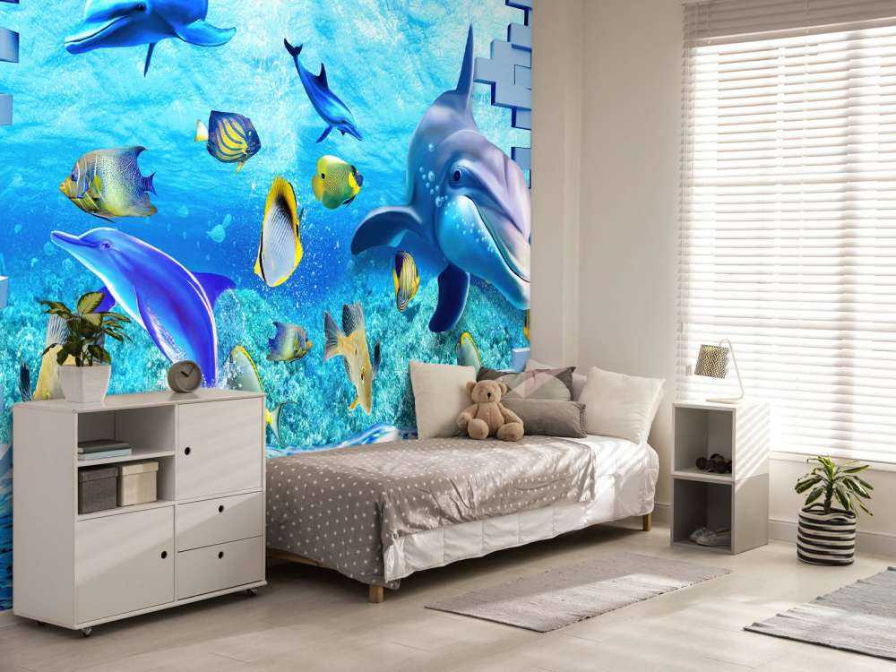 Delfiner bakom en vägg