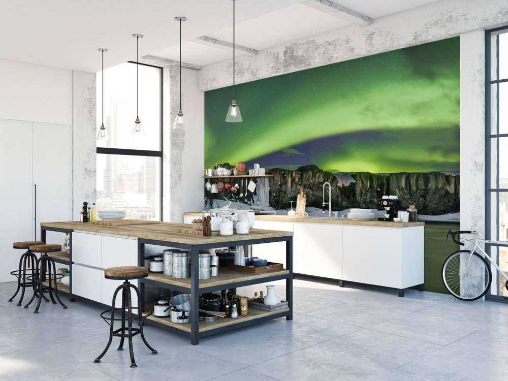 Panoramafoto av norrskenet