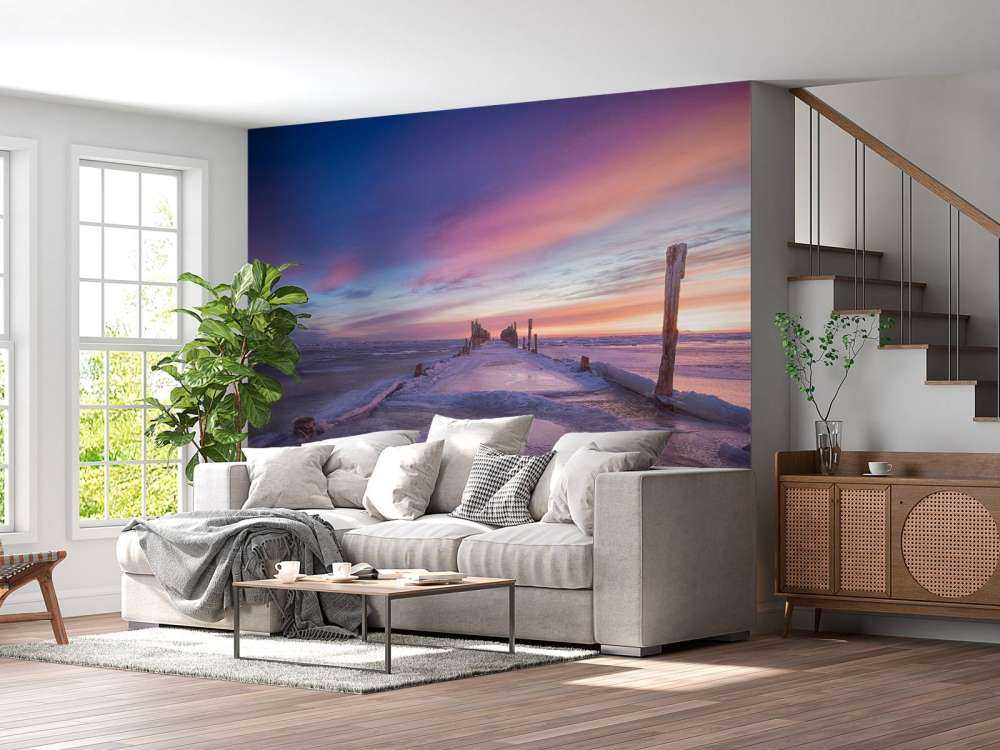 Stolphuvuden på det frysta Östersjön