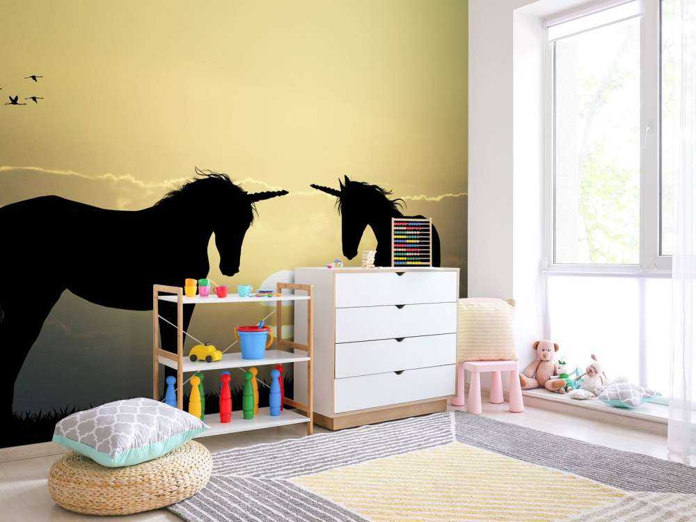 Enhörningar i solnedgången