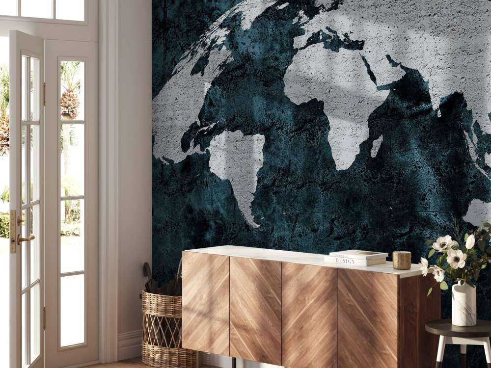 Världskarta betongkonstruktion