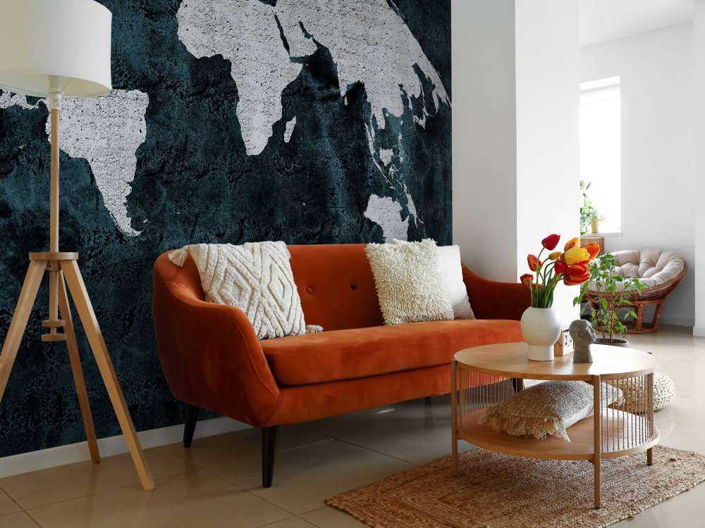 Världskarta betongkonstruktion