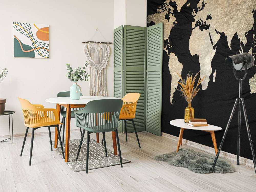 Världskarta ljus guld