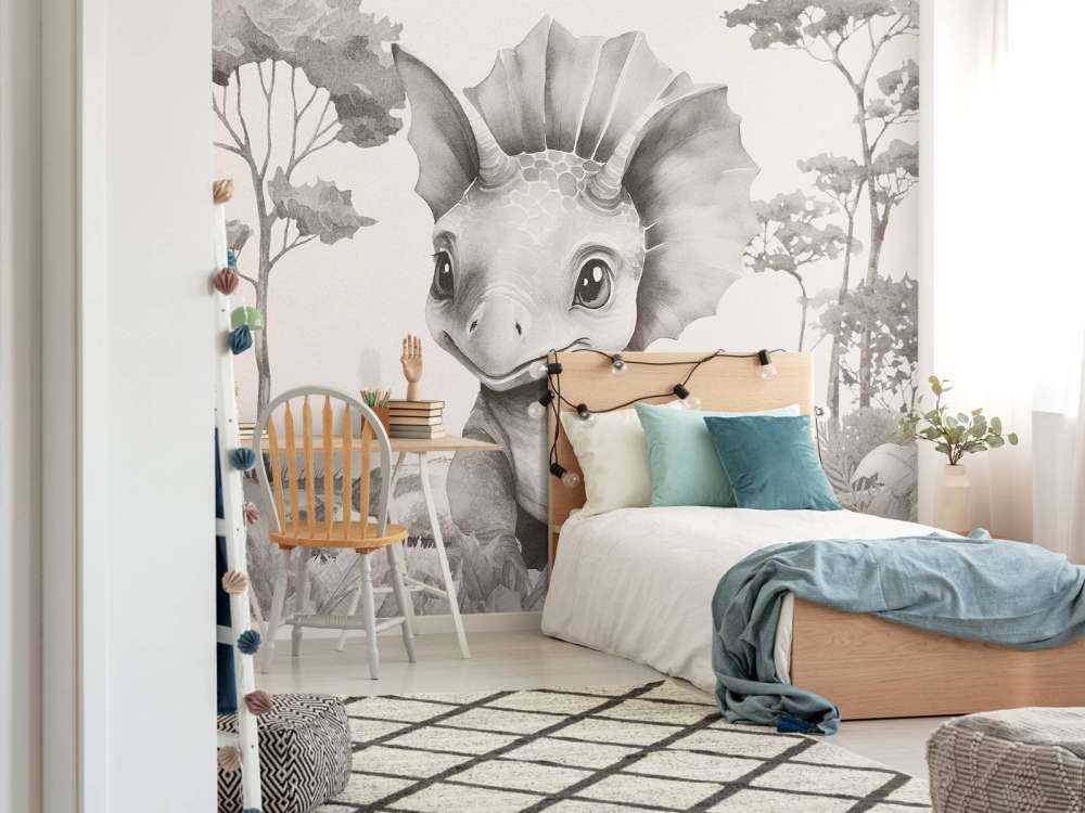 Baby triceratops i den beige djungeln