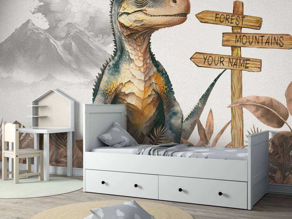 Baby velociraptor i den taupefärgade djungeln