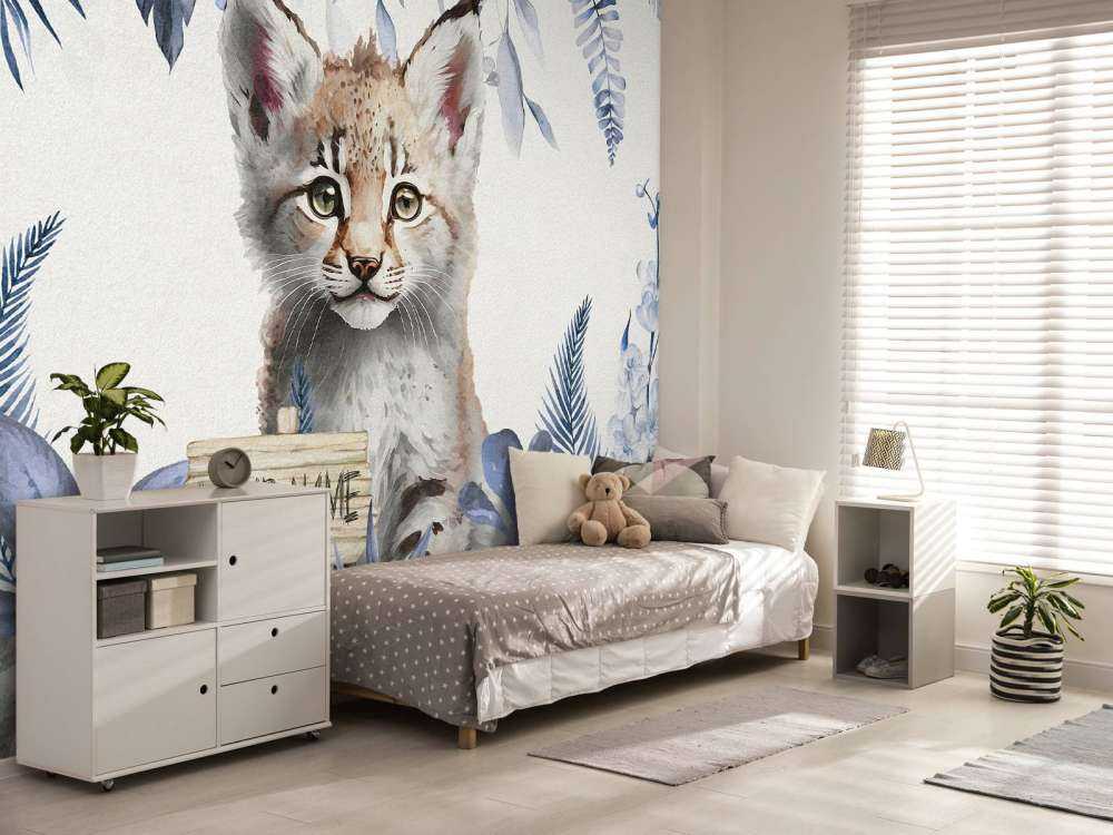 Lodjursunge i djungeln blå