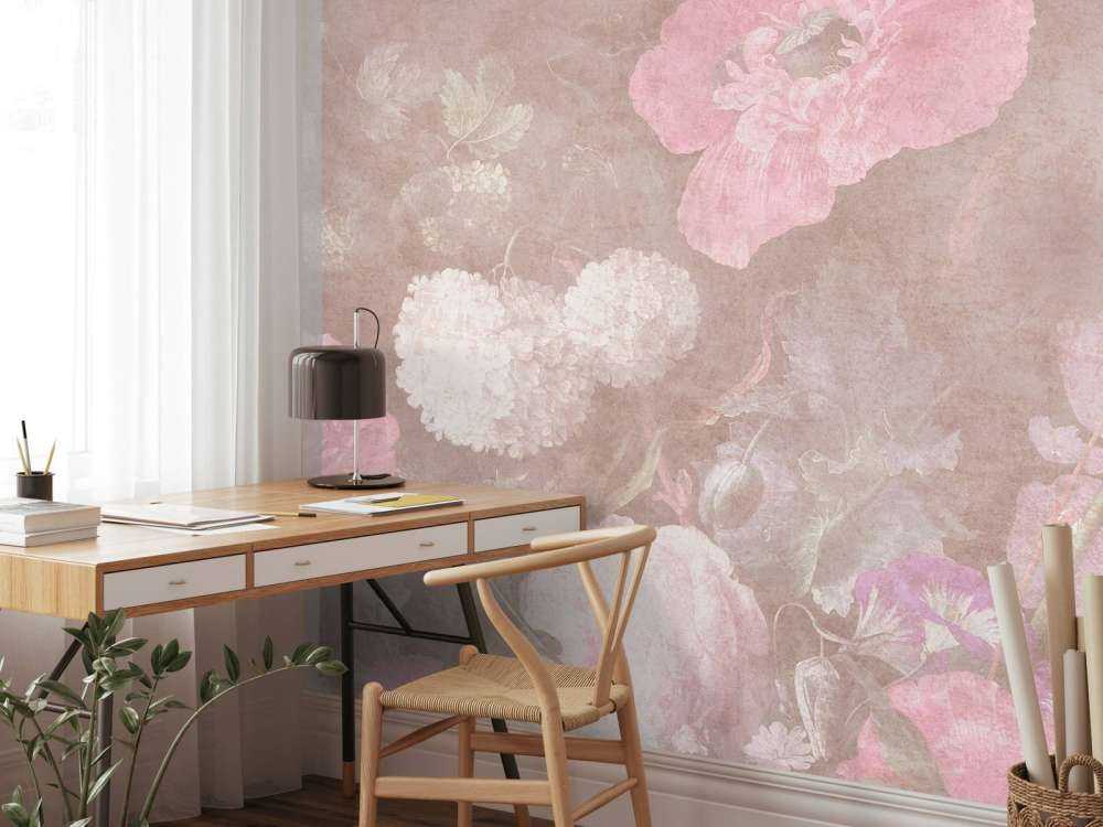 Stilleben med barockblommor - vintage pastell