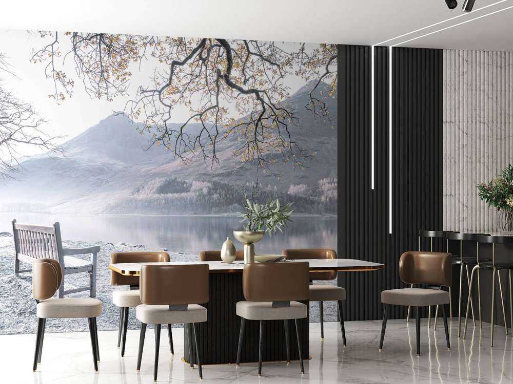 Bänk vid en lugn sjö