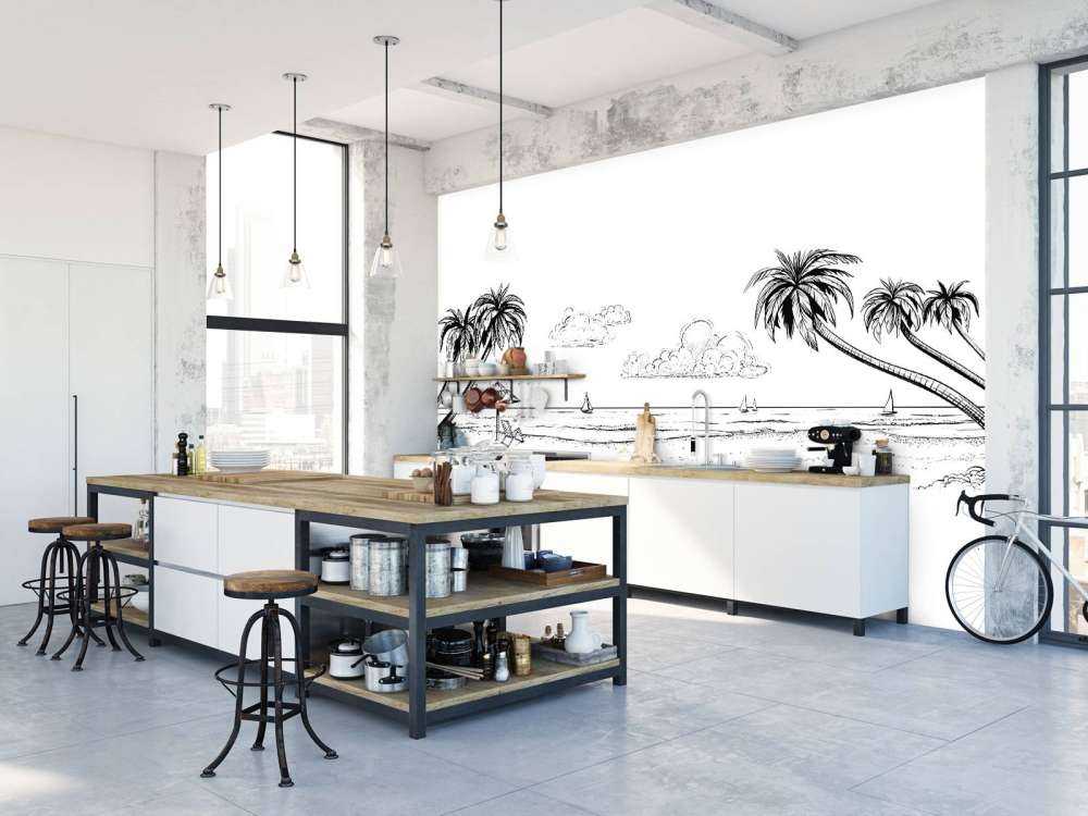 Stranden i svartvitt