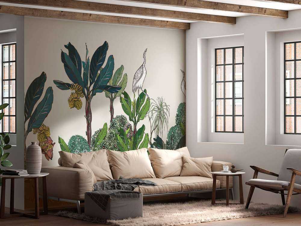 Djungel panorama med djur