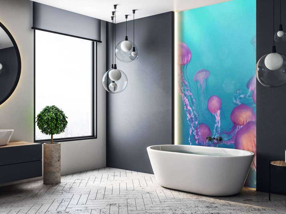 lyserød vandmænd i det blå hav