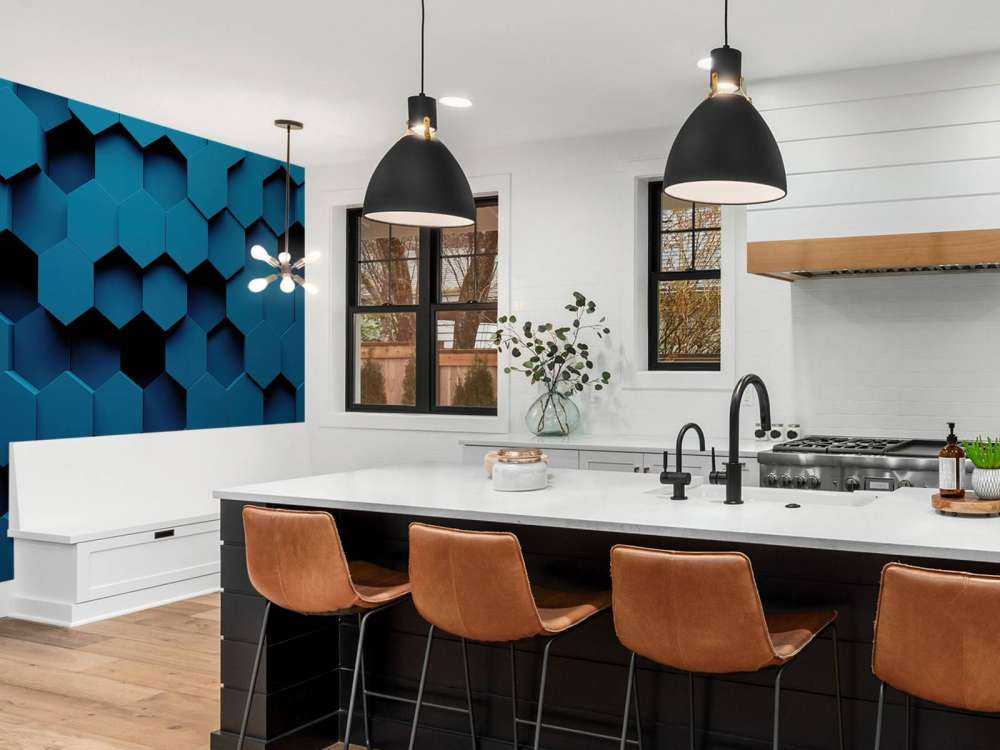 Mørkeblå Hexagons