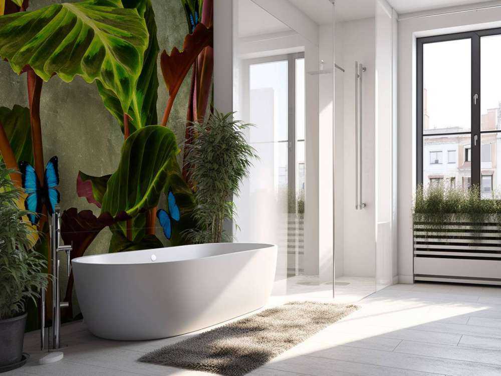 Grøn plante med sommerfugle