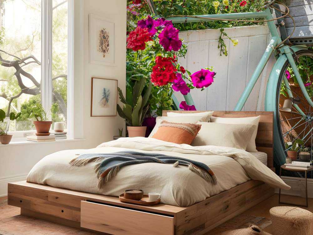 Gammel cykel med blomster