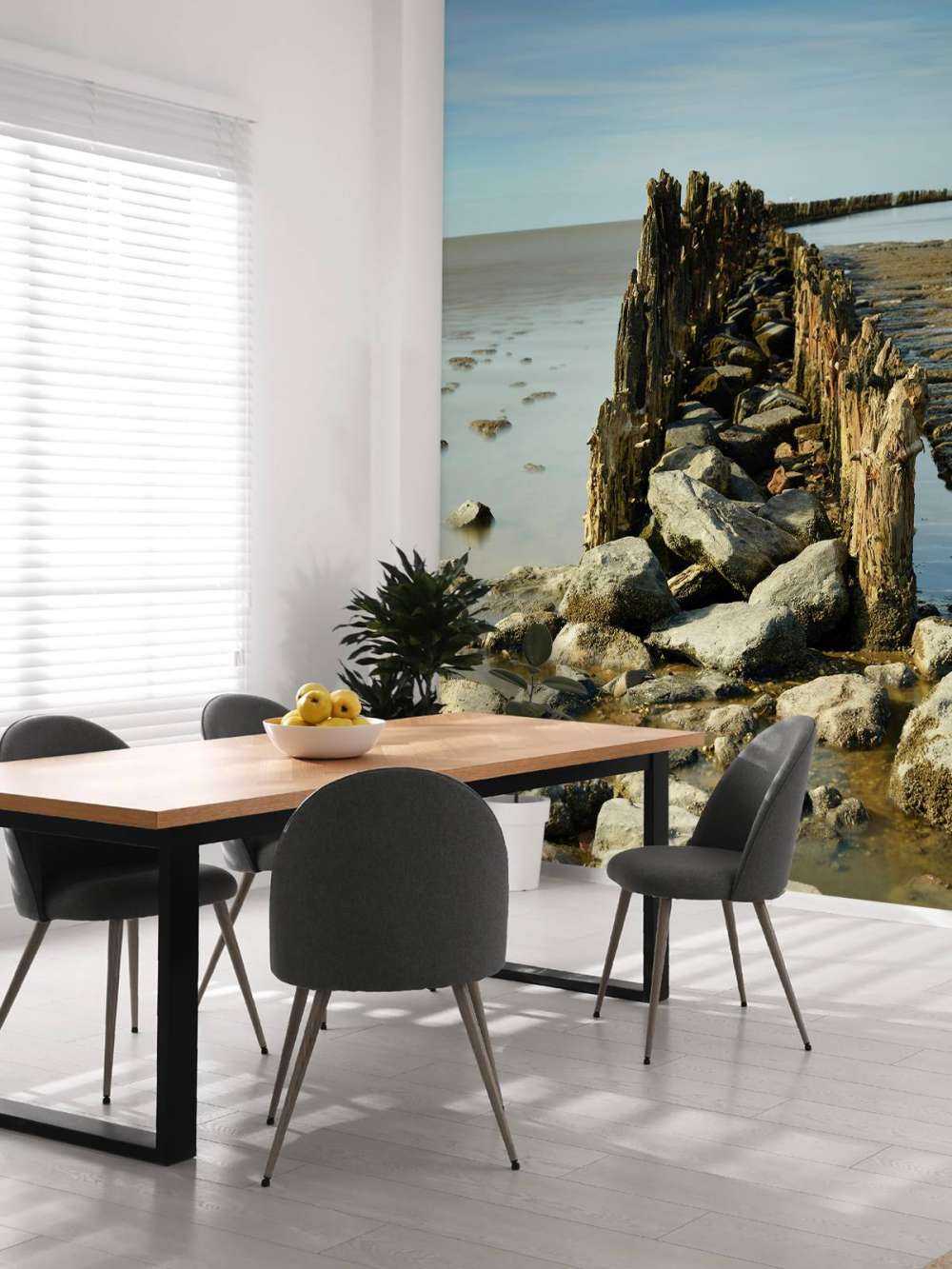 Bølgebryder af træ og sten