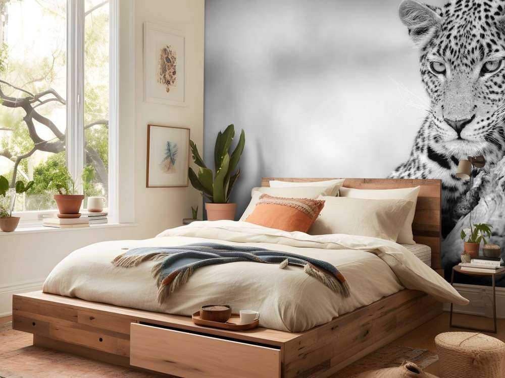 Leopard sort, hvid