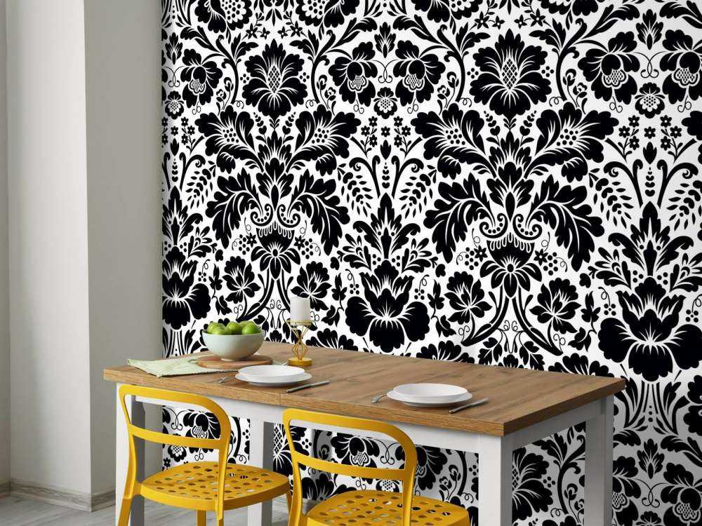 Damask sort og hvid
