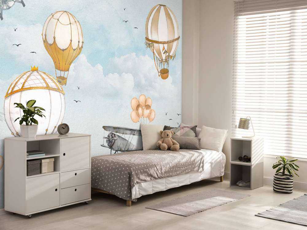 Varmluftballoner i akvarelfarve