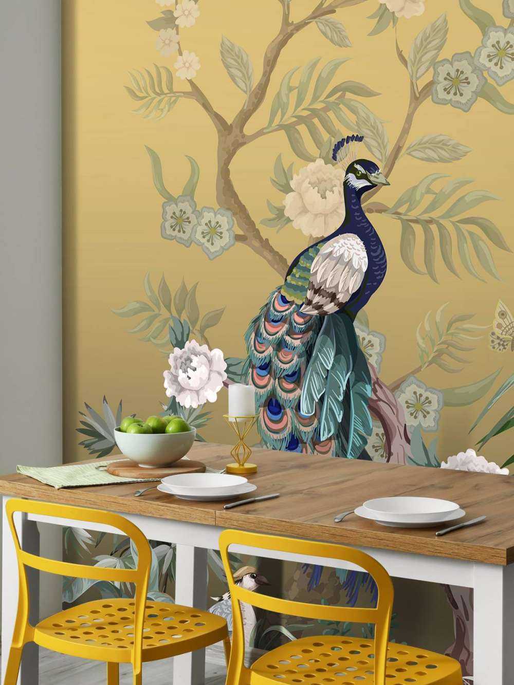 Påfugle og Pæoner - Guld