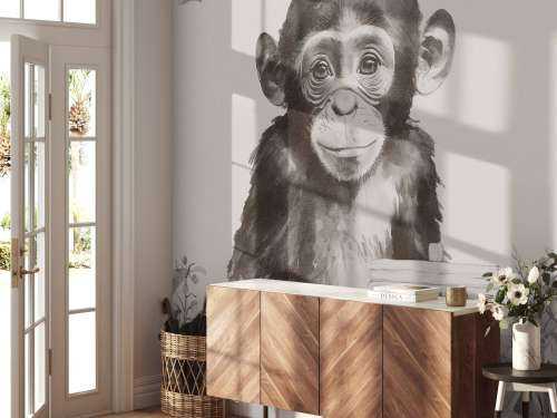 Chimpansebaby i junglen beige