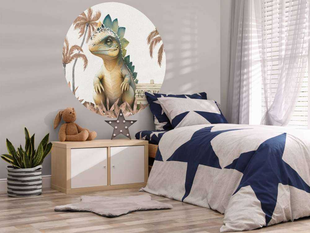 Baby stegosaurus i den taupefarvede junglen