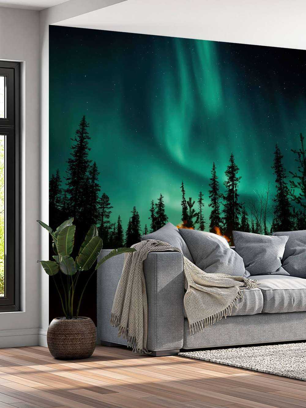 Bål under nordlyset