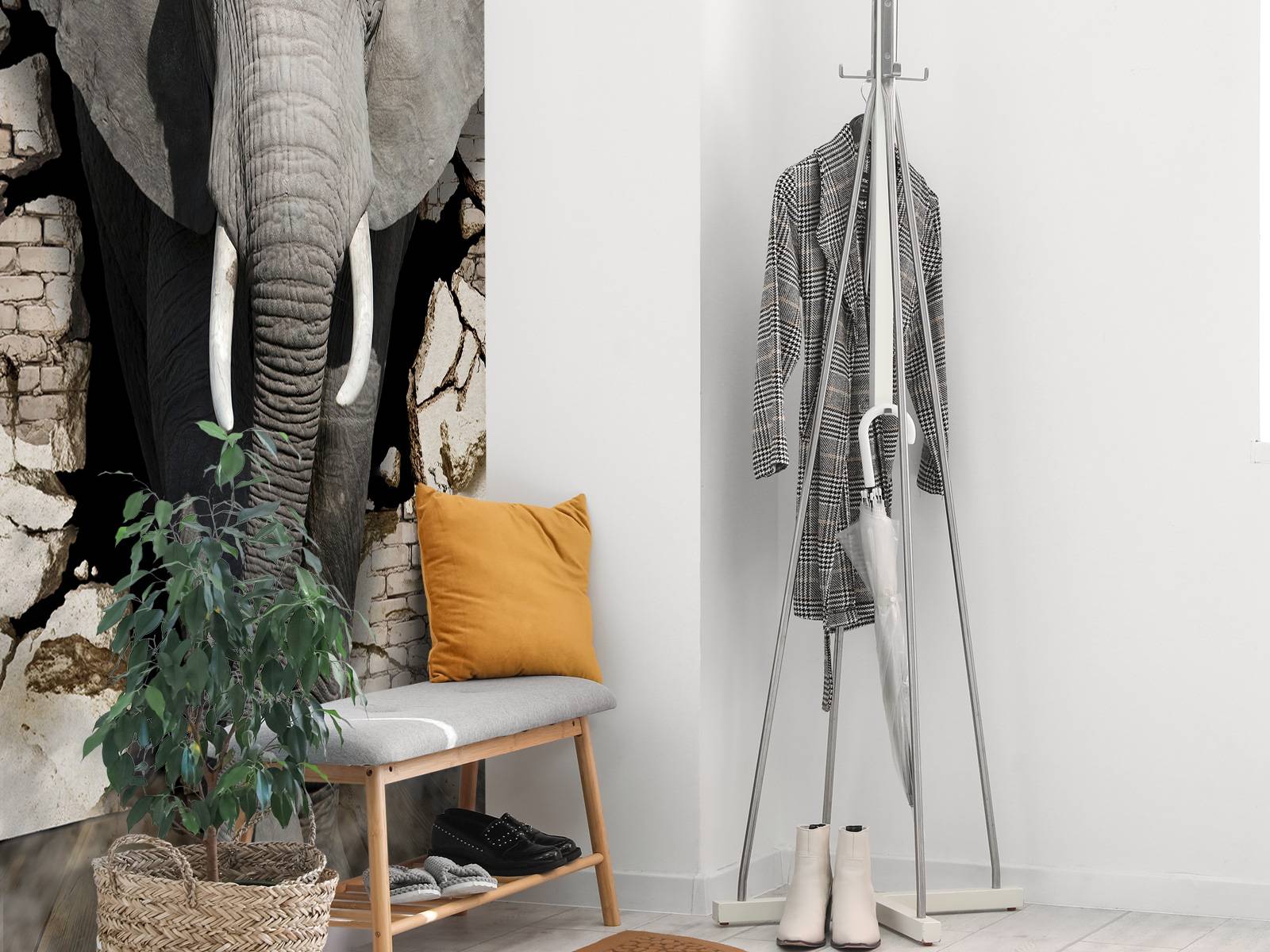3D elefant fra veggen